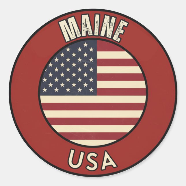 Pegatina Redonda Love Maine Gift - Cute ME State Souvenir (Anverso)