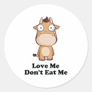 Pegatina Redonda Love Me Don't Comat Me Cow Design