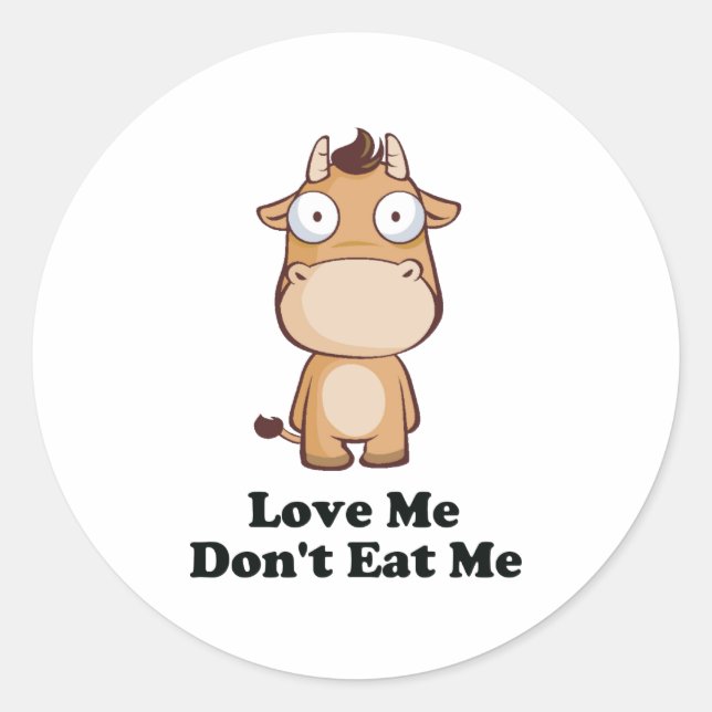 Pegatina Redonda Love Me t Eat Me Cow Design (Anverso)