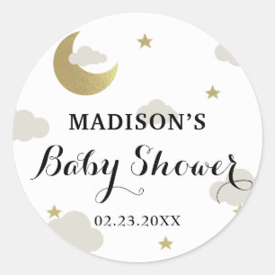 Pegatina Redonda Love Moon and Back Purpurina Star Nubes Baby Showe