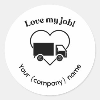 Pegatina Redonda Love My Job Truck Driver Heart Personalizable