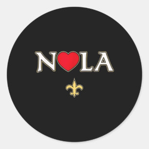 Pegatina Redonda Love Nola New Orleans Fleur De Lis Heart Nola