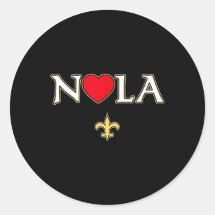 Pegatina Redonda Love Nola New Orleans Fleur De Lis Heart Nola 1