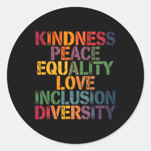 Pegatina Redonda Love Peace Diversity Inclusion Equality Black Hist