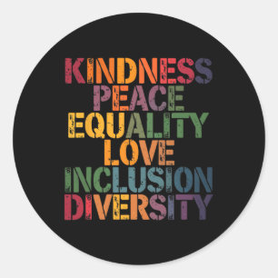 Pegatina Redonda Love Peace Diversity Inclusion Equality Black Hist