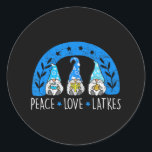 Pegatina Redonda Love Peace Latkes Gnome Hanukkah Chanukah Jewish<br><div class="desc">Love Peace Latkes Gnome Hanukkah Chanukah Jewish</div>