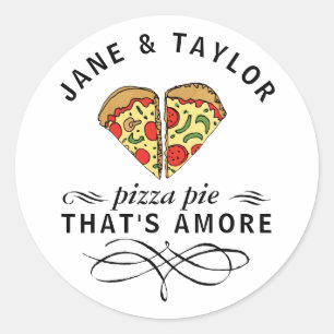 Pegatina Redonda Love Pizza Personalizado