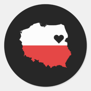 Pegatina Redonda Love Poland Gift Orgullo Polaco Corazón
