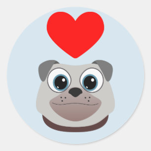 Pegatina Redonda Love Pug