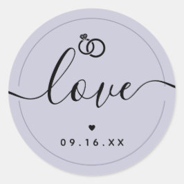 Pegatina Redonda Love Save the Date Ring Purple