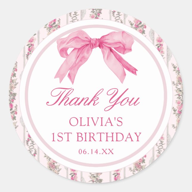 Pegatina Redonda Love Shack Coquette Gracias (Anverso)