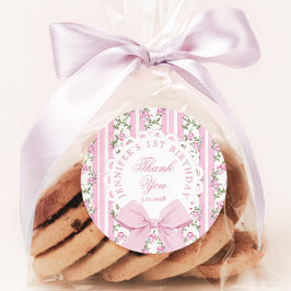 Pegatina Redonda Love Shack Fancy One Floral Coquette Bow Cumpleaño