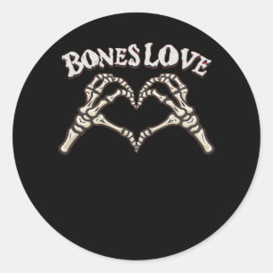 Pegatina Redonda Love Skeleton Hand Classic