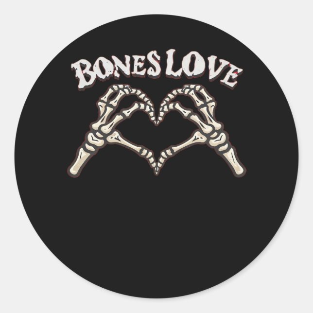 Pegatina Redonda Love Skeleton Hand Classic (Anverso)