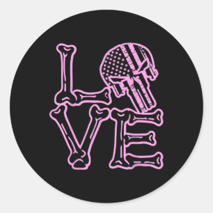 Pegatina Redonda Love Skull Bones Valentine Graphine Para Parejas