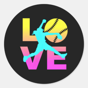 Pegatina Redonda Love Softball N