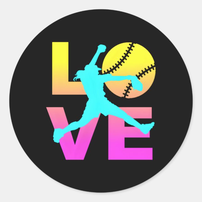 Pegatina Redonda Love Softball N (Anverso)
