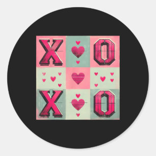 Pegatina Redonda Love Tic-tac-toe Valentine Design