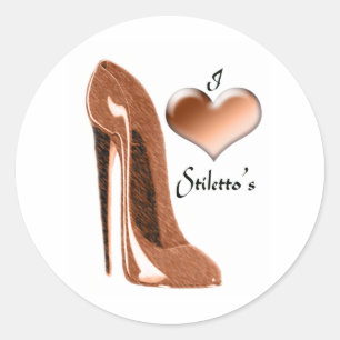 Pegatina Redonda Love Toffee Stiletto Shoe y 3D Heart