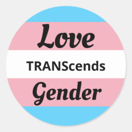 Pegatina Redonda Love TRANScends Gender - Transgender Pride 