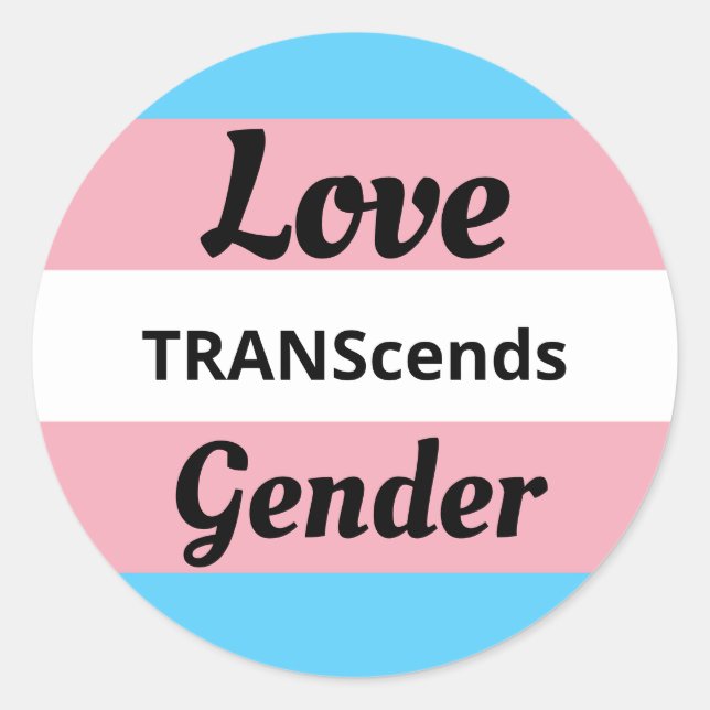 Pegatina Redonda Love TRANScends Gender - Transgender Pride  (Anverso)