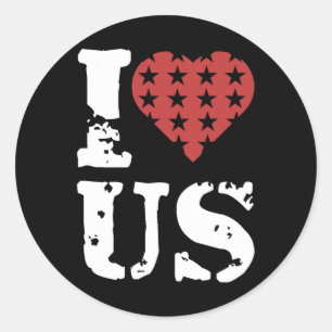 Pegatina Redonda Love Us 4 De Julio Día Conmemorativo De Veteranos