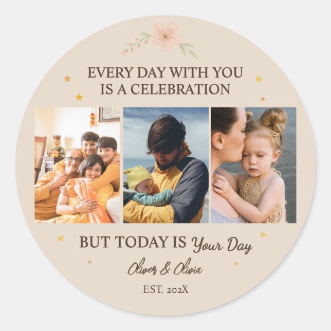 Pegatina Redonda Love You Always – Son & Daughter 3-Photo sticker (Anverso)