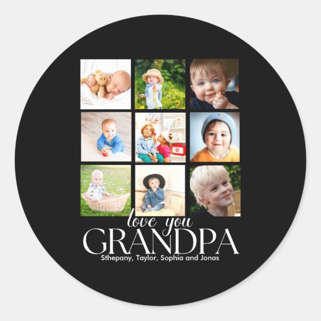 Pegatina Redonda Love You Grandpa Beautiful Collage 9 Photos  (Anverso)