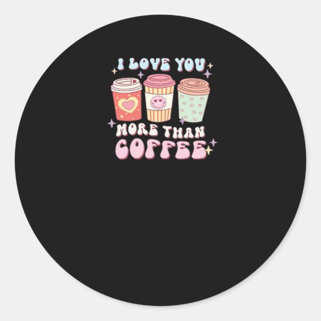 Pegatina Redonda Love You More Minimal Design  (Anverso)