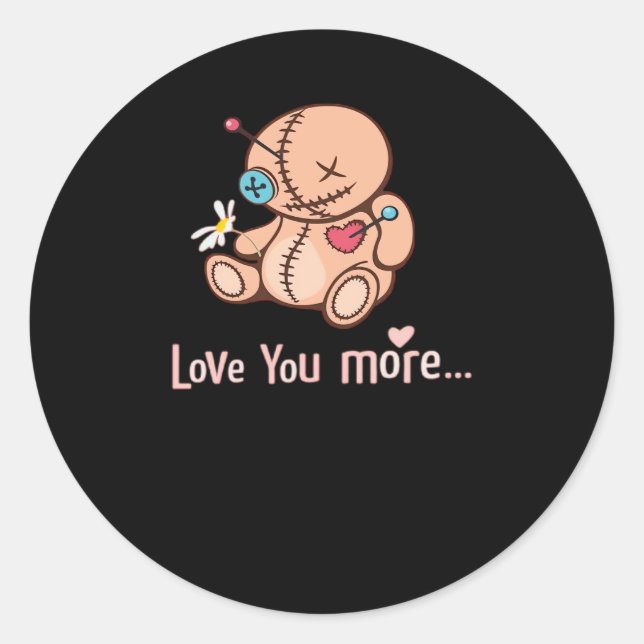 Pegatina Redonda Love You More Minimal Design  (Anverso)