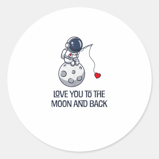 Pegatina Redonda Love You To The Moon And Back Sweet Minimal Aesthe (Anverso)