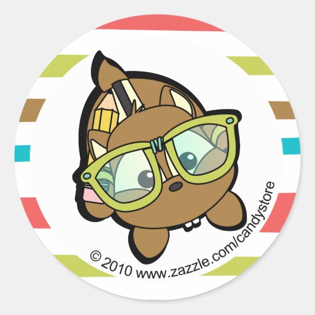 Pegatina Redonda Loveable Smarty Chipmunk (Anverso)