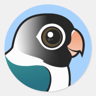 Pegatina Redonda Lovebird enmascarado azul