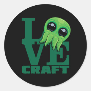 Pegatina Redonda Lovecraft Baby Cthulhu Design - Spooky Cute Love
