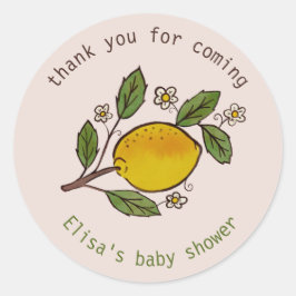 Pegatina Redonda Lovely Lemons Rustic PERSONALIZADO BABY SHOWER