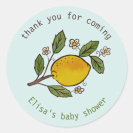 Pegatina Redonda Lovely Lemons Rustic PERSONALIZADO BABY SHOWER