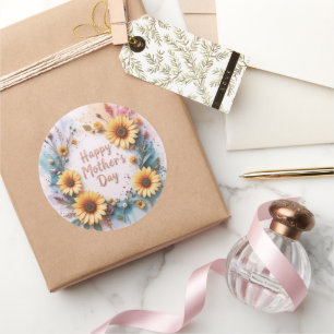 Pegatina Redonda Lovely Sunflowers 3D Mother's Day