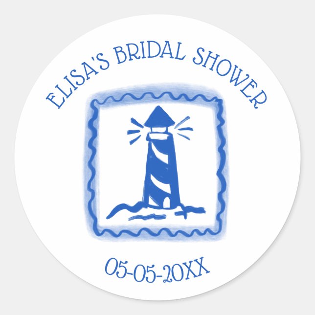 Pegatina Redonda LoveNotes from Sea Lighthouse PERSONALIZADO Bridal (Anverso)