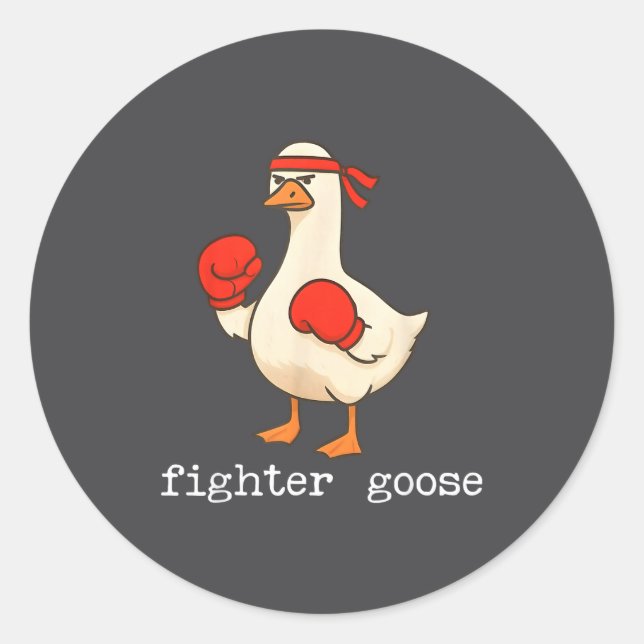 Pegatina Redonda Lover Goose And Fighter Goose, Funny Couple Goose  (Anverso)