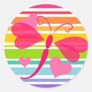 Pegatina Redonda LoverDragon Fly