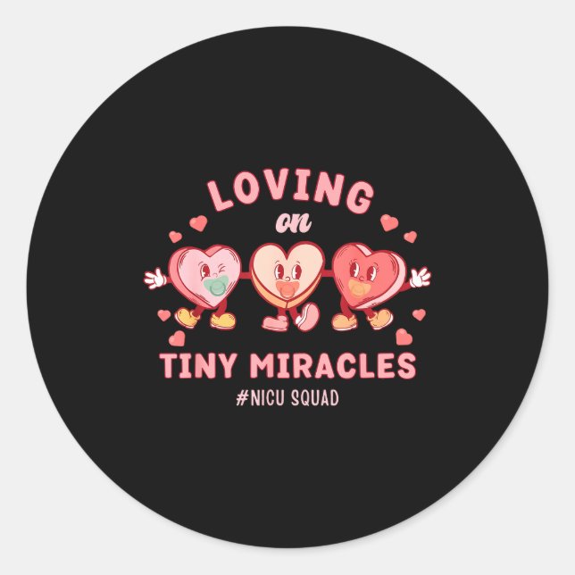 Pegatina Redonda Loving On Tiny Miracles Nicu Squad Valentines Neon (Anverso)