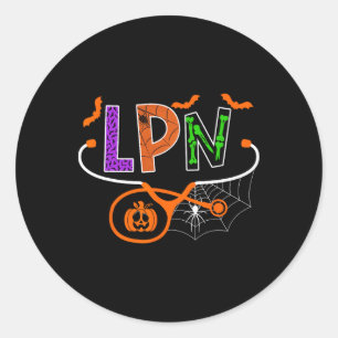 Pegatina Redonda Lpn Licenciada Enfermera Práctica Halloween Calaba