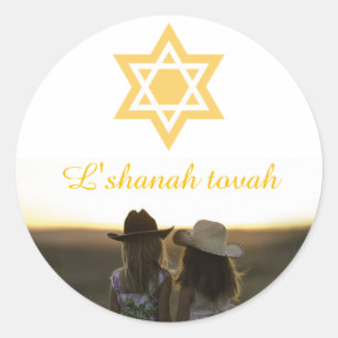 Pegatina Redonda L'shanah Tovah Rosh Hashanah Star of David
