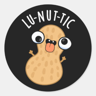 Pegatina Redonda Lu-nut-ic Funny Peanut Puns Dark BG