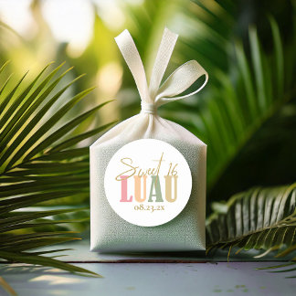 Pegatina Redonda Luau Sweet de Hawái Dieciséis ID1092