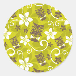 PEGATINA REDONDA LUAU TIKI PATTERN