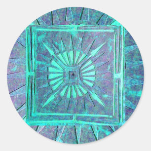 Pegatina Redonda LUCERO DEL ALBA, turquase azul