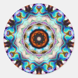 Pegatina Redonda Luces azules de Paua Shell Fractal