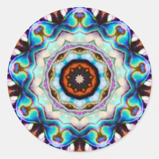 Pegatina Redonda Luces azules de Paua Shell Fractal