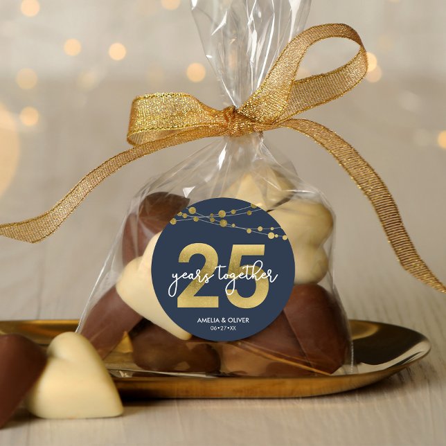 Pegatina Redonda Luces Blue Elegant Aniversario del Boda 25 (Subido por el creador)